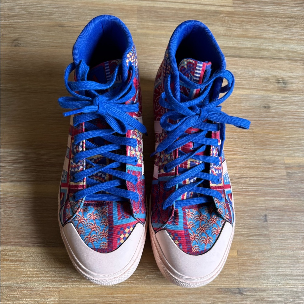 adidas High-Top Platform Sneakers in Red, Blue, Pink - Picture 15 of 15